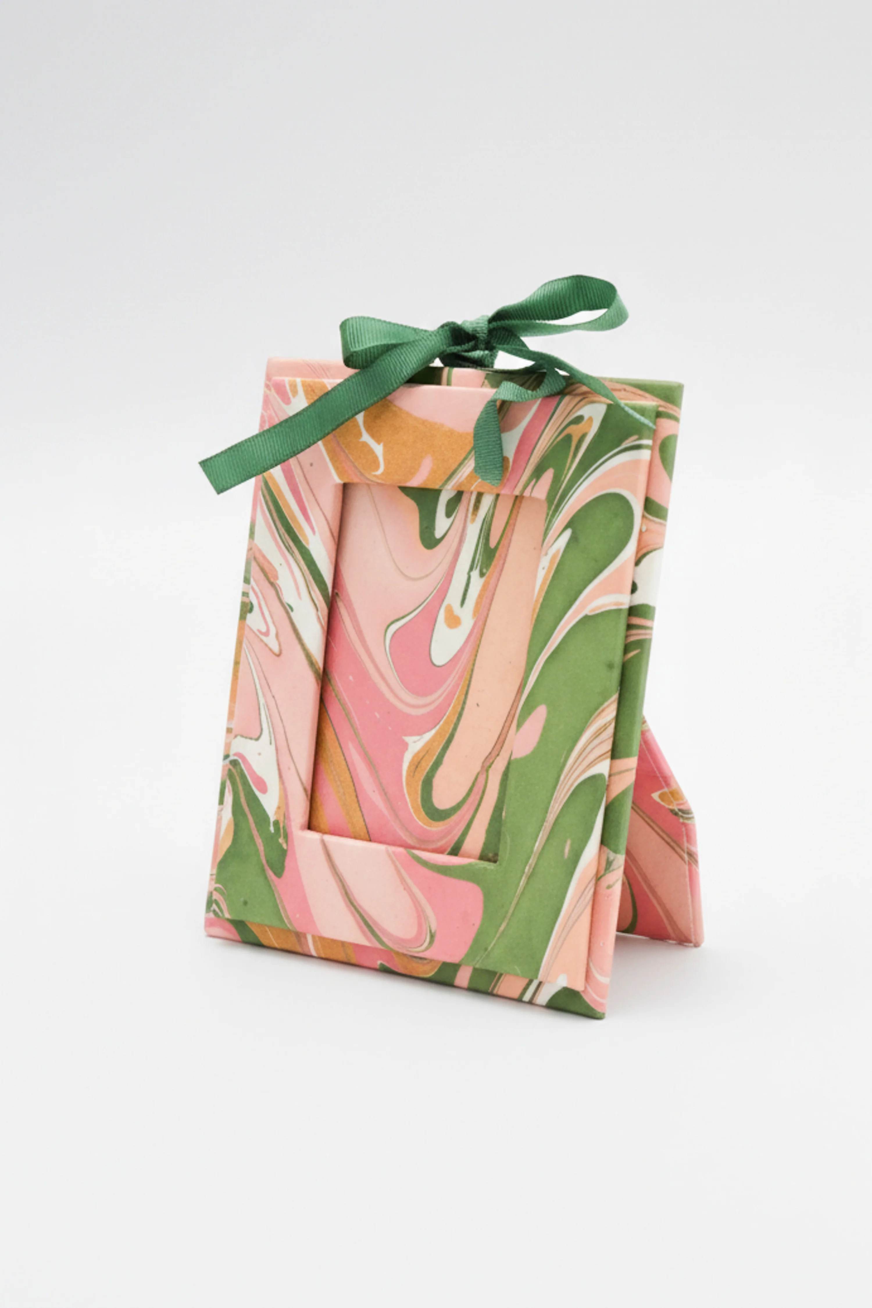 Mini Hand-Marbled Picture Frame Ornament | Peony Bloom - Image 2