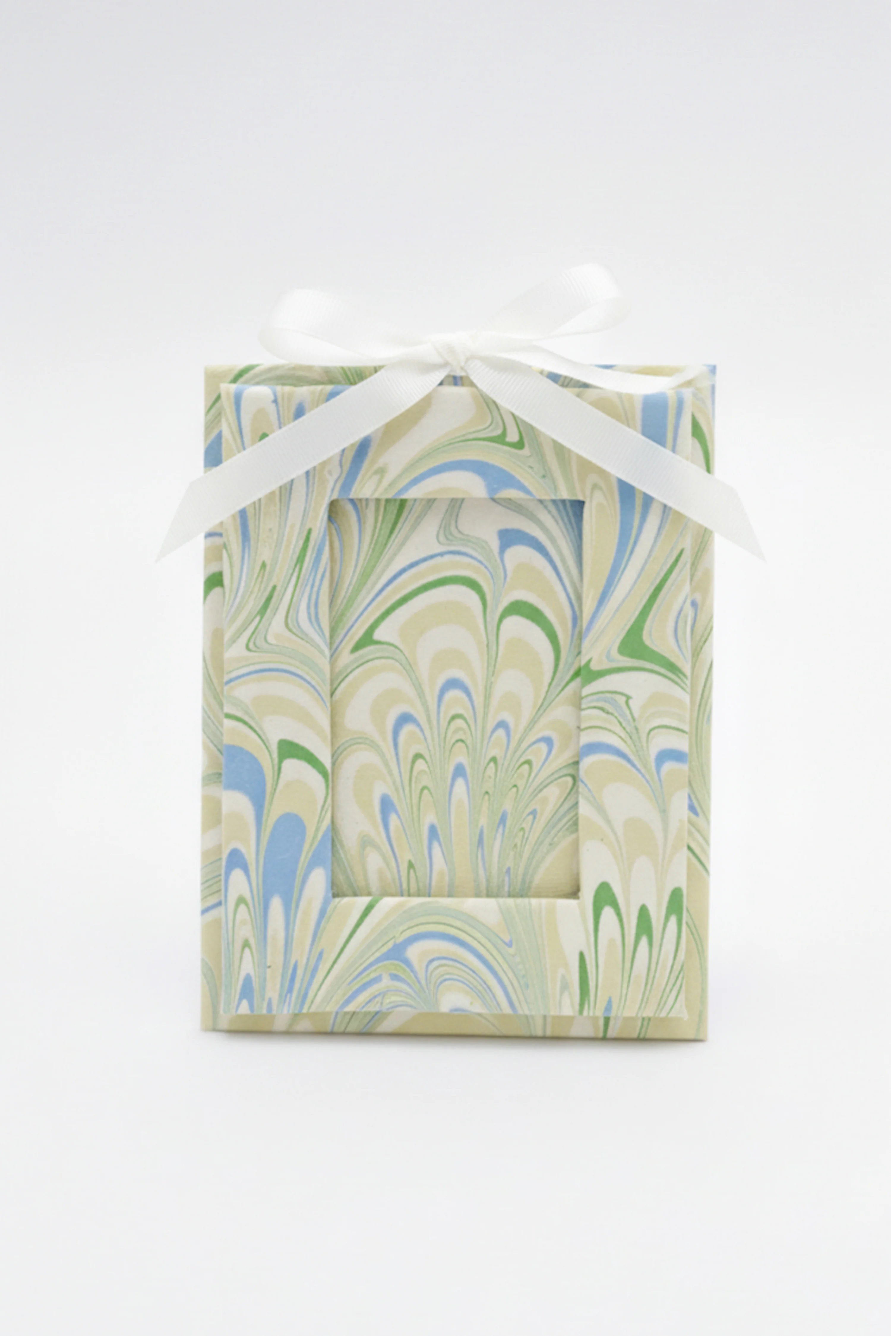 Mini Hand-Marbled Picture Frame Ornament | Seaglass Peacock