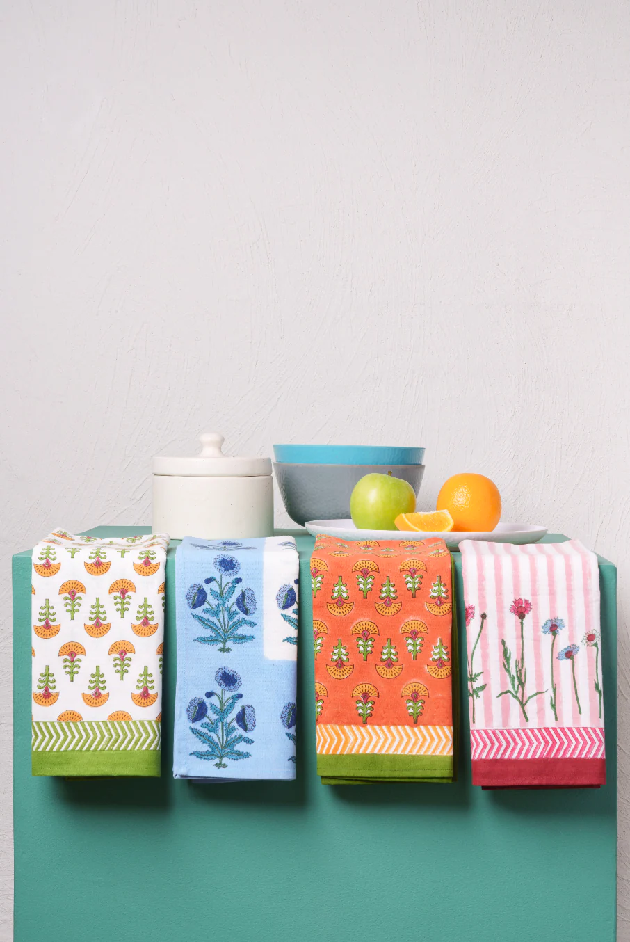Orange Buti Blockprint Dish Towel - Image 3