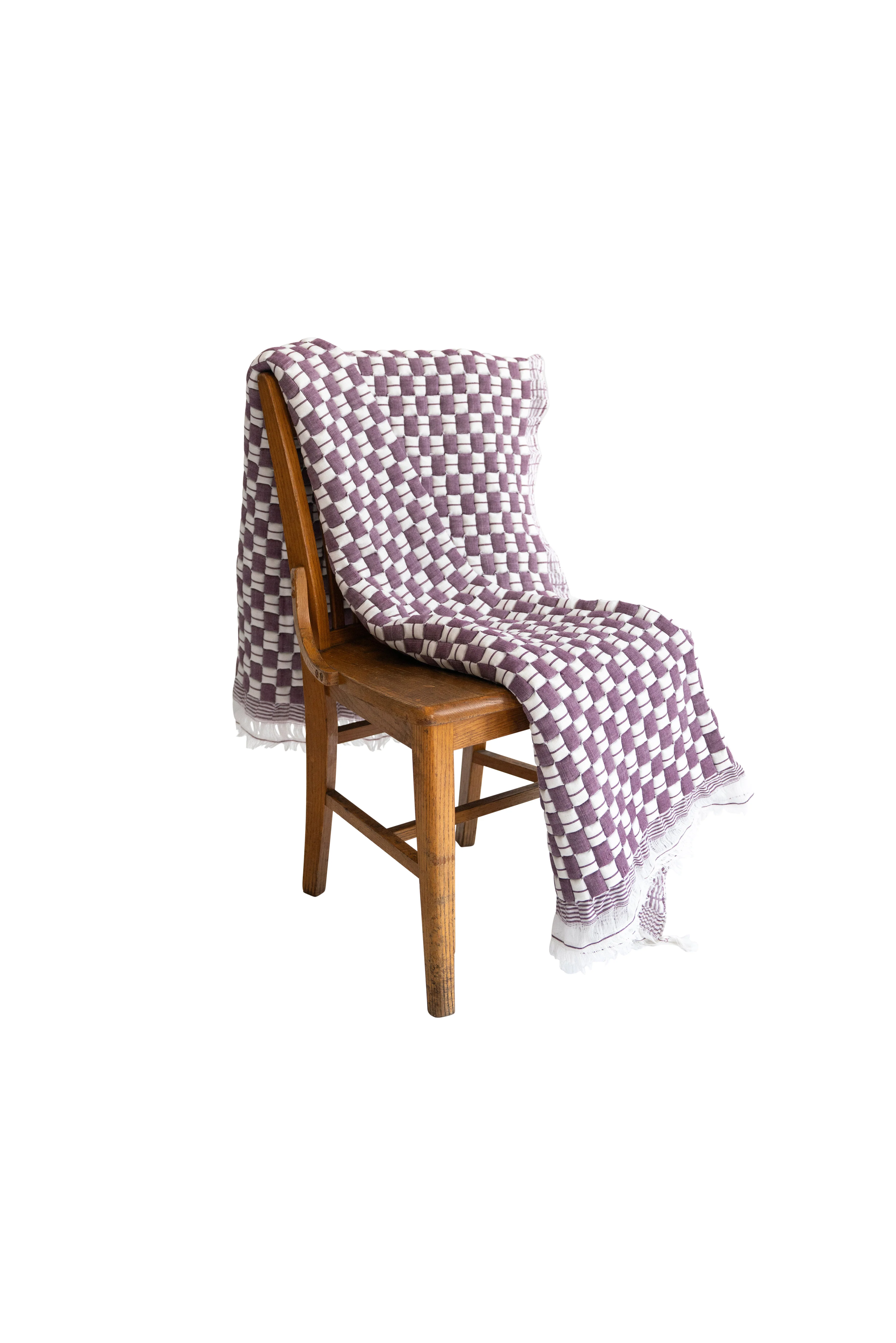 Purple Checkered Sujani Quilt - Image 4