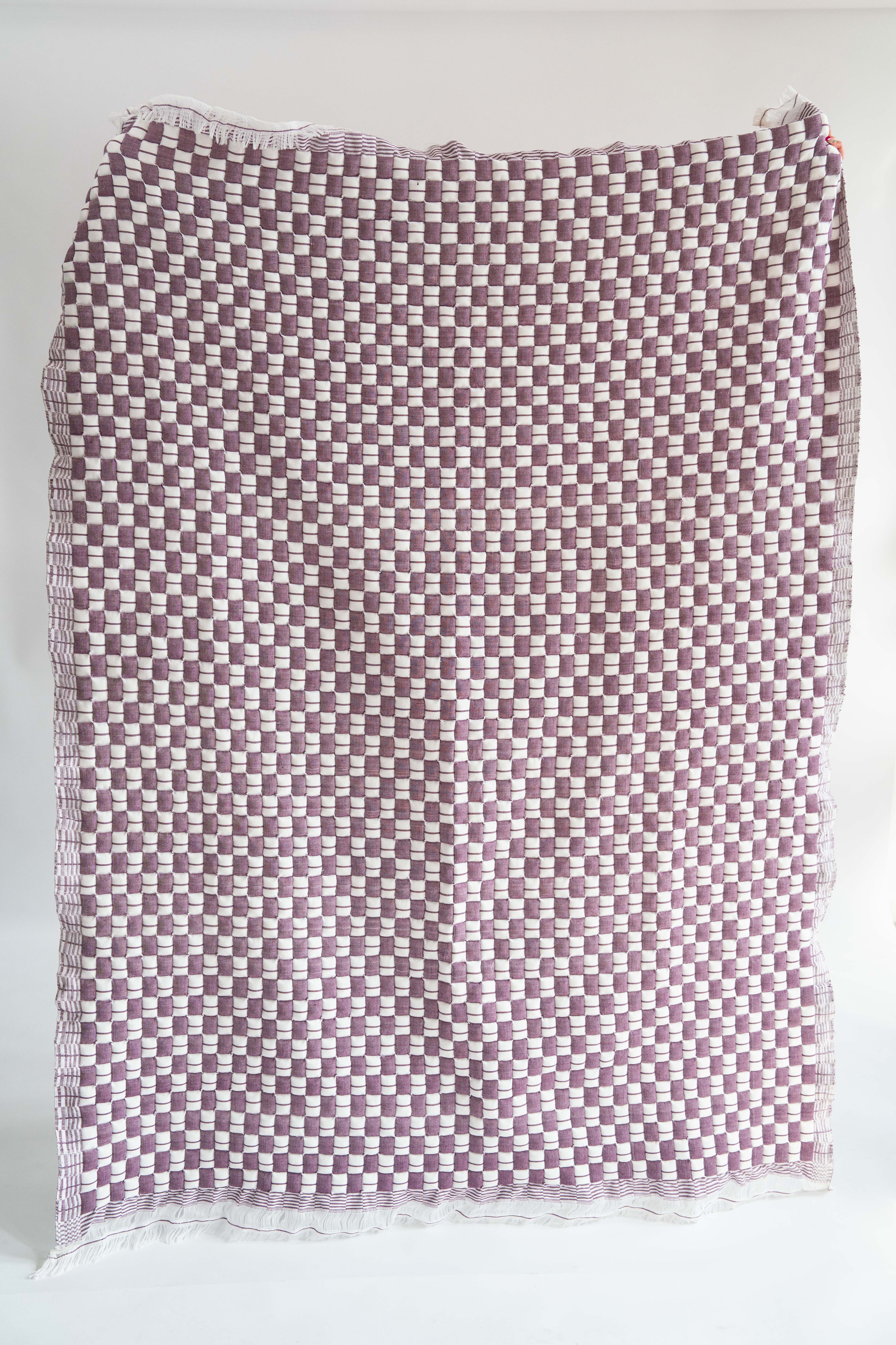 Purple Checkered Sujani Quilt - Image 5
