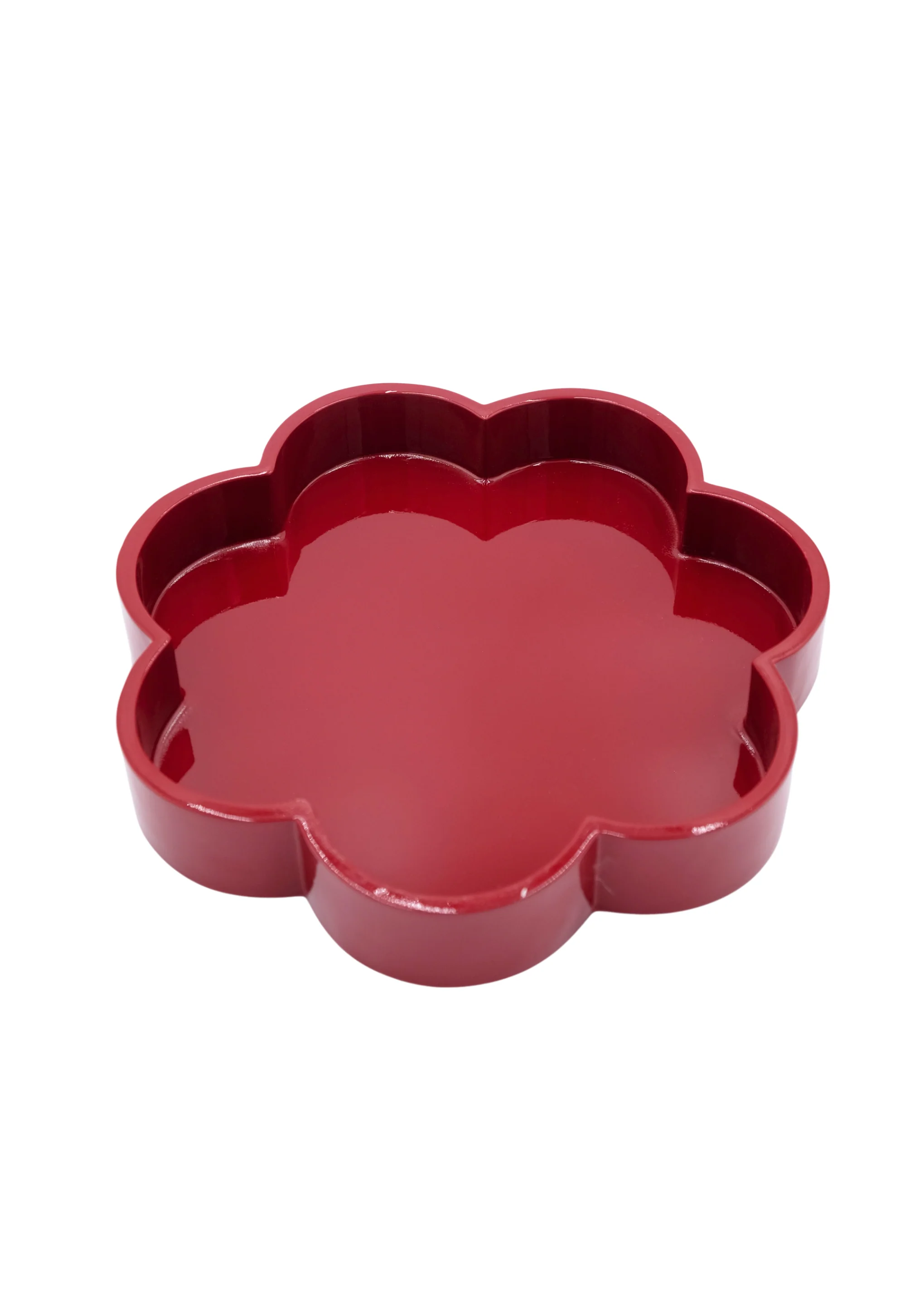 Red Flower-Shaped Lacquerware Tray