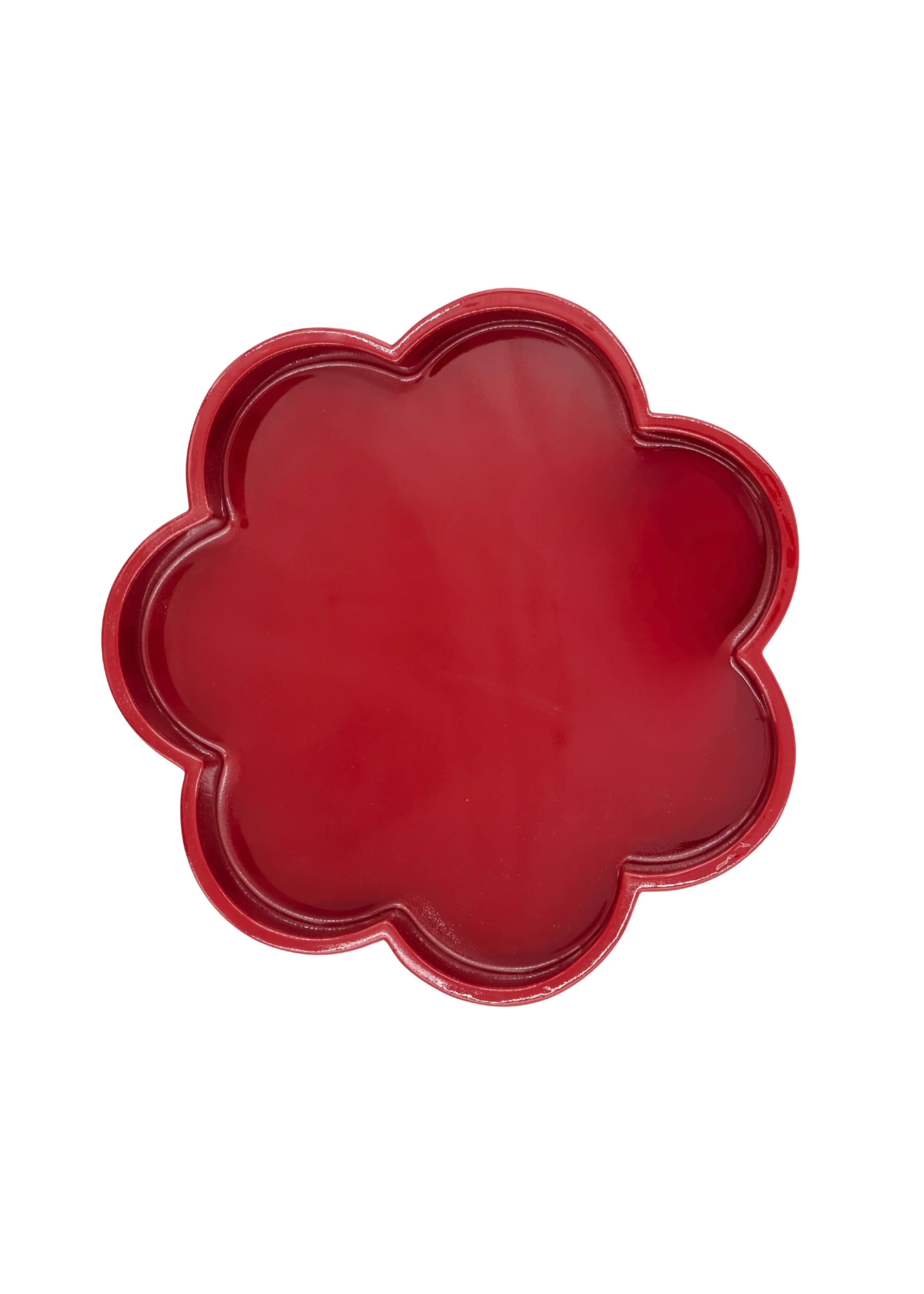 Red Flower-Shaped Lacquerware Tray - Image 3