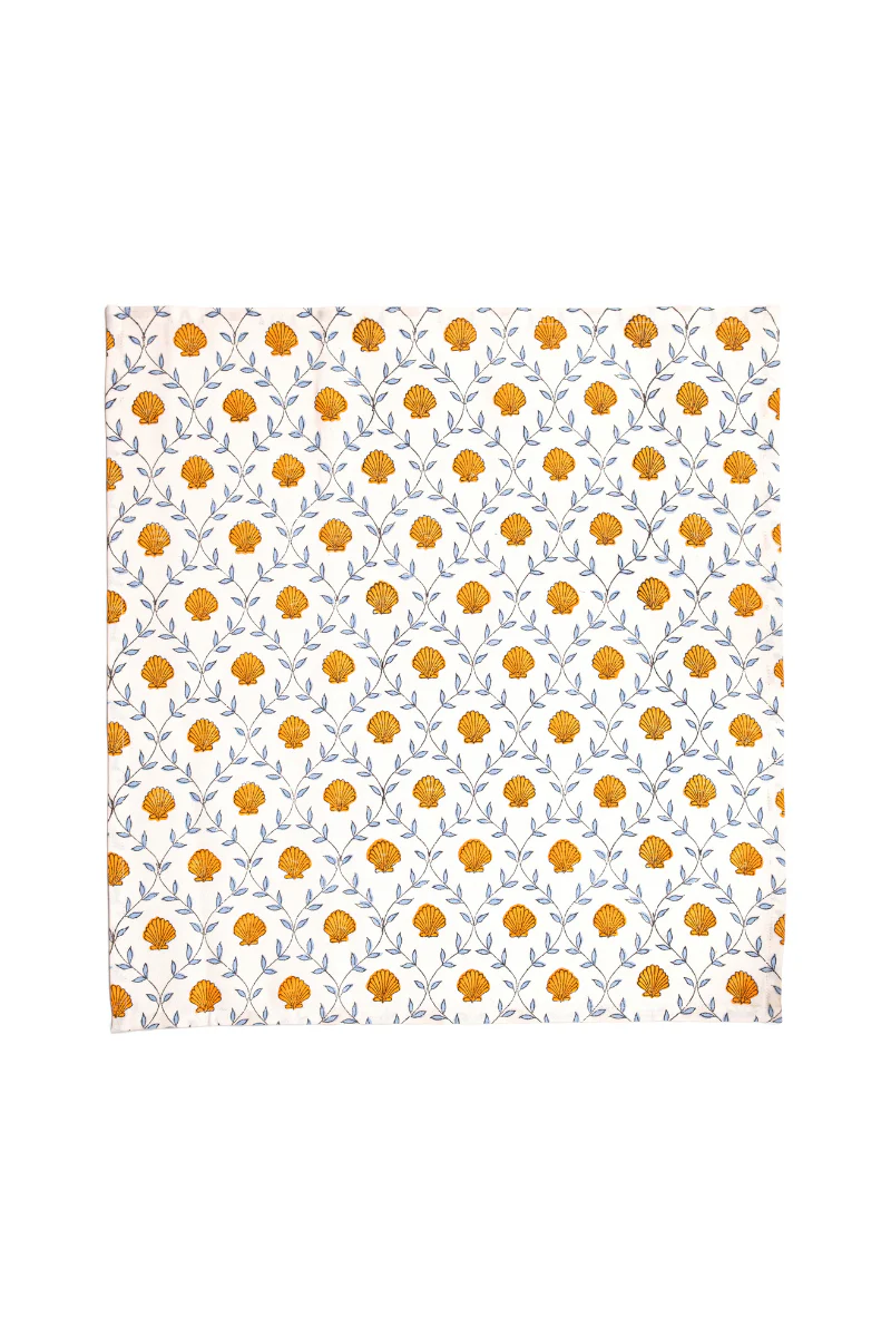 Seashell Blockprint Napkins, Set of 4 — Orange