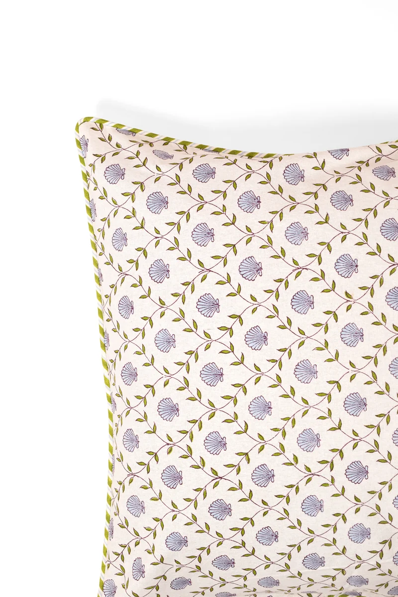 Seashell Blockprint Pillow — Blue - Image 2