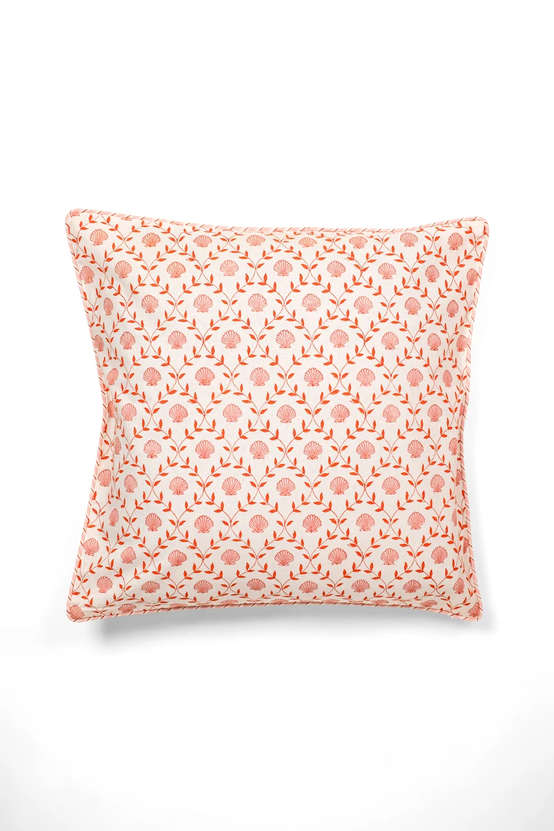 Seashell Blockprint Pillow — Pink