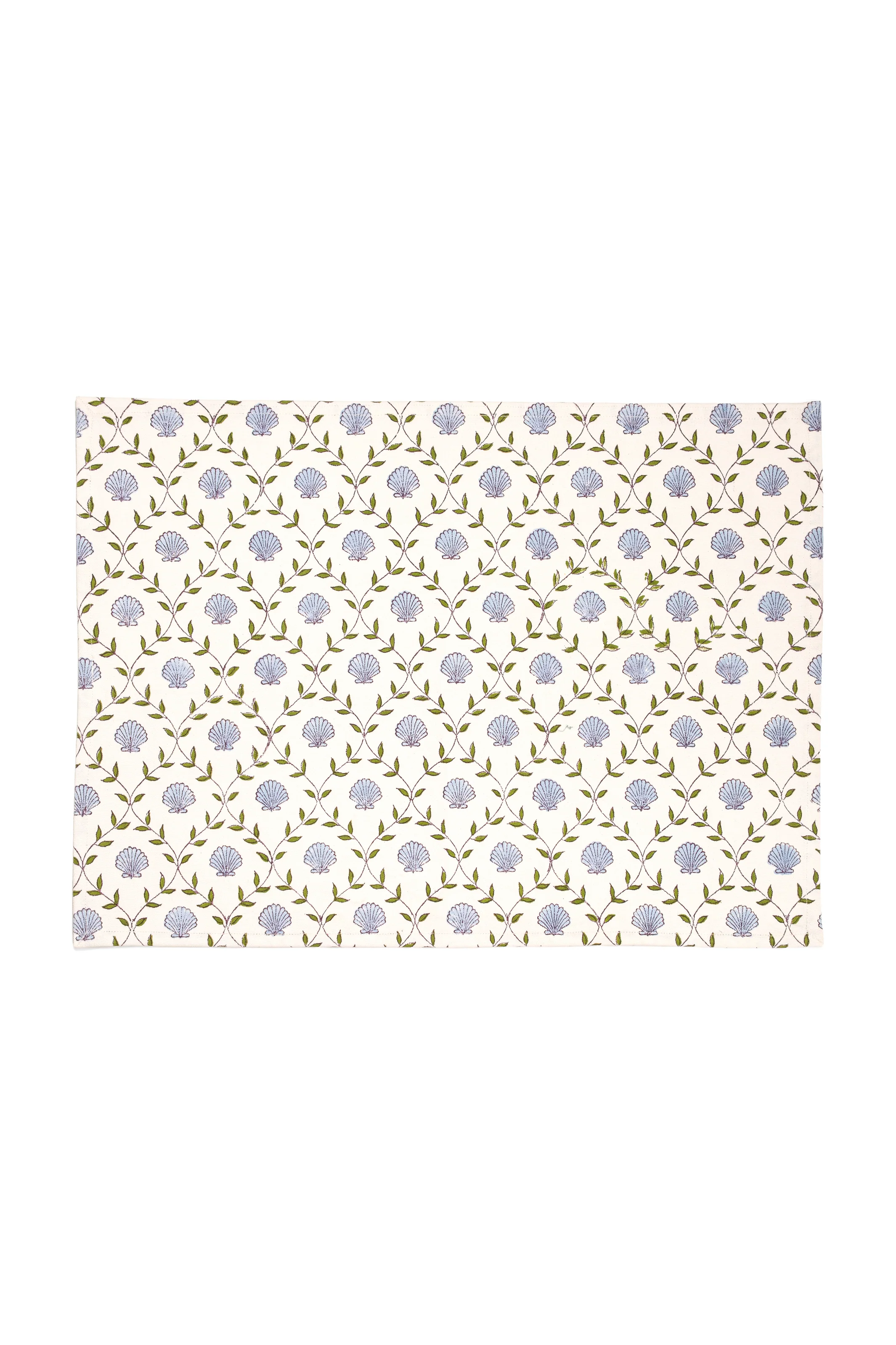 Seashell Blockprint Placemat — Blue