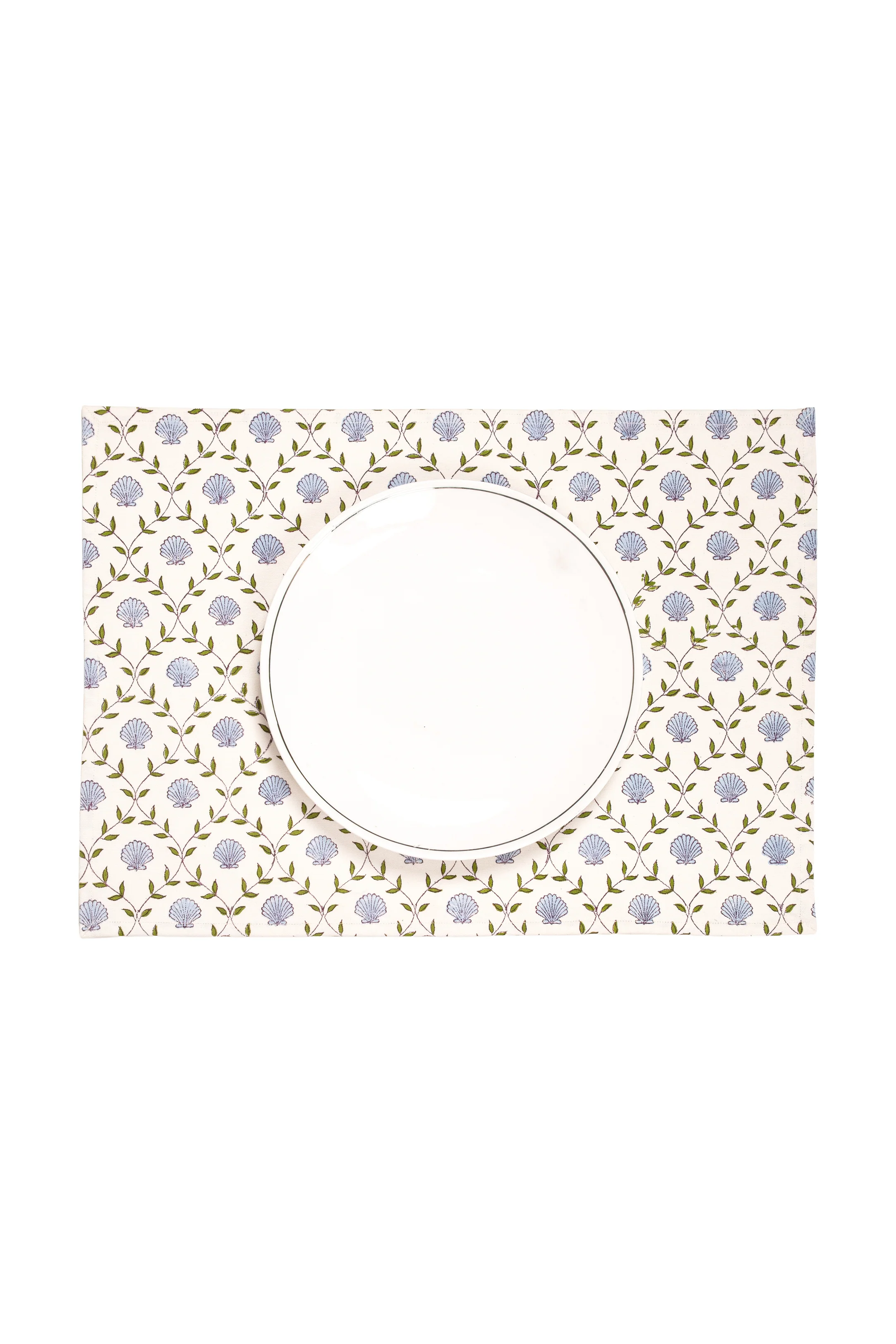 Seashell Blockprint Placemat — Blue - Image 2