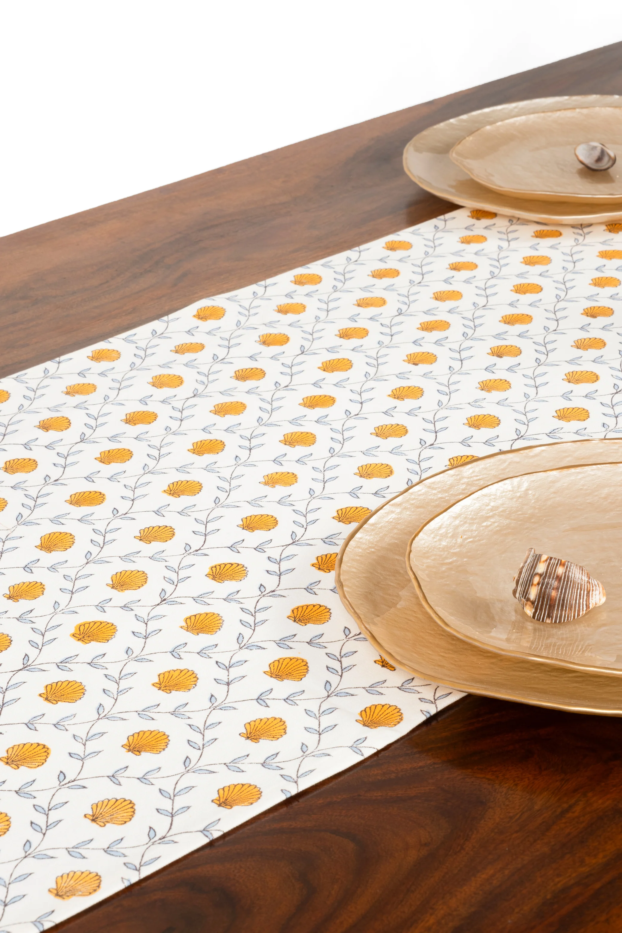 Seashell Blockprint Tablerunner — Orange - Image 3