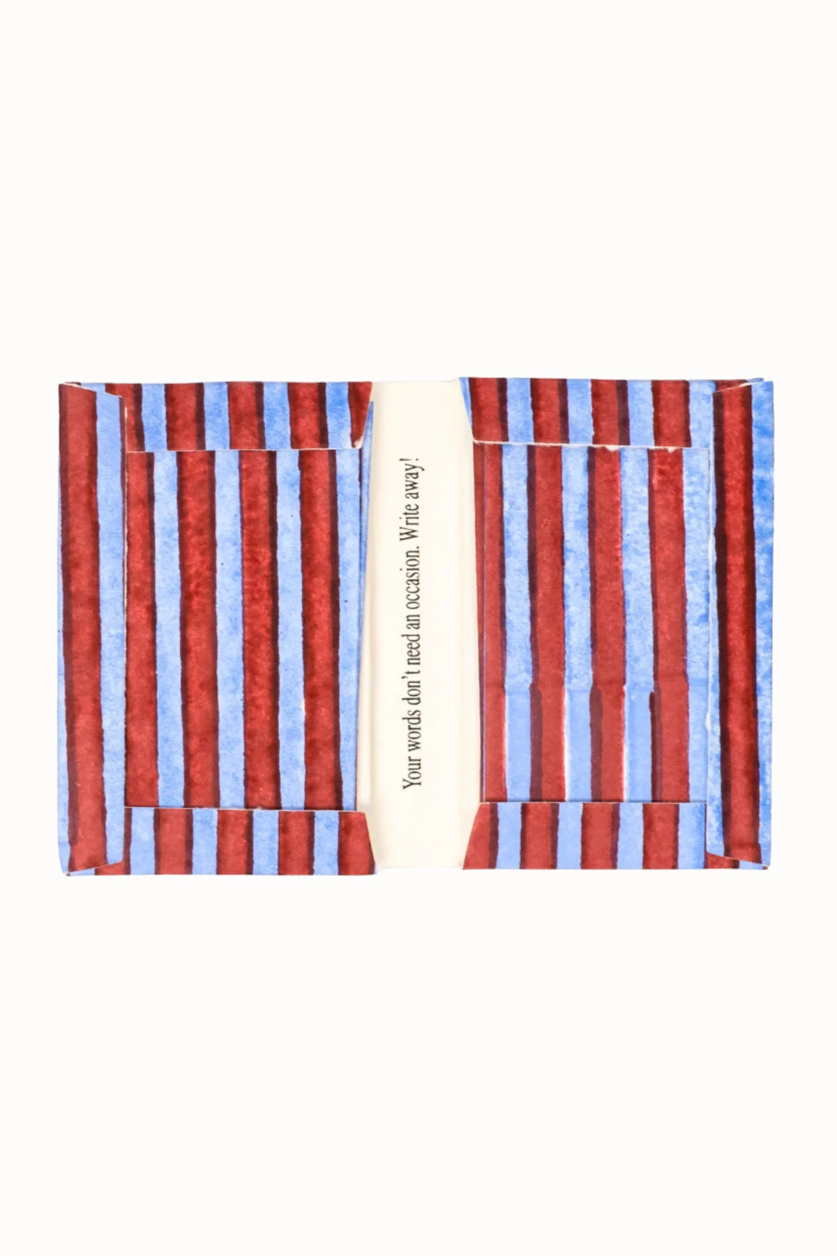Striped Blockprint Notecards in Red and Blue, Set of 8 - Image 4