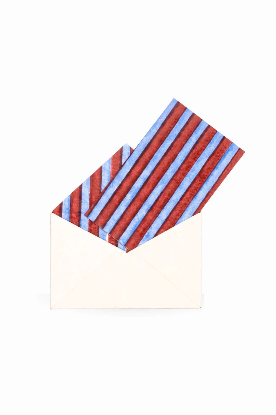 Striped Blockprint Notecards in Red and Blue, Set of 8 - Image 5
