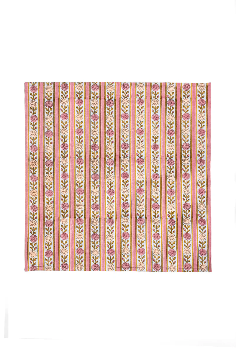 Vintage Floral Stripe Napkins, Set of 4 — Purple