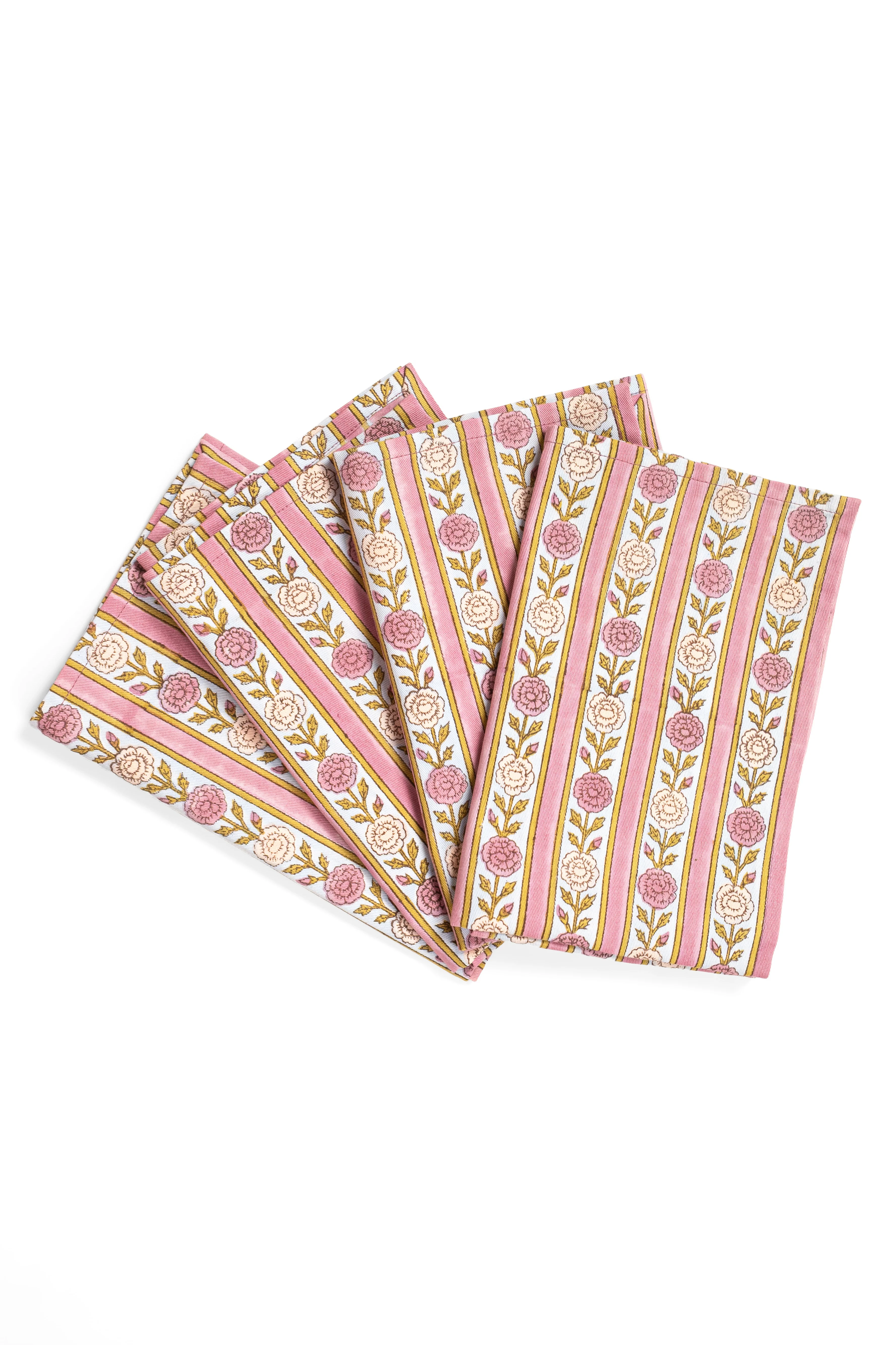 Vintage Floral Stripe Napkins, Set of 4 — Purple - Image 2