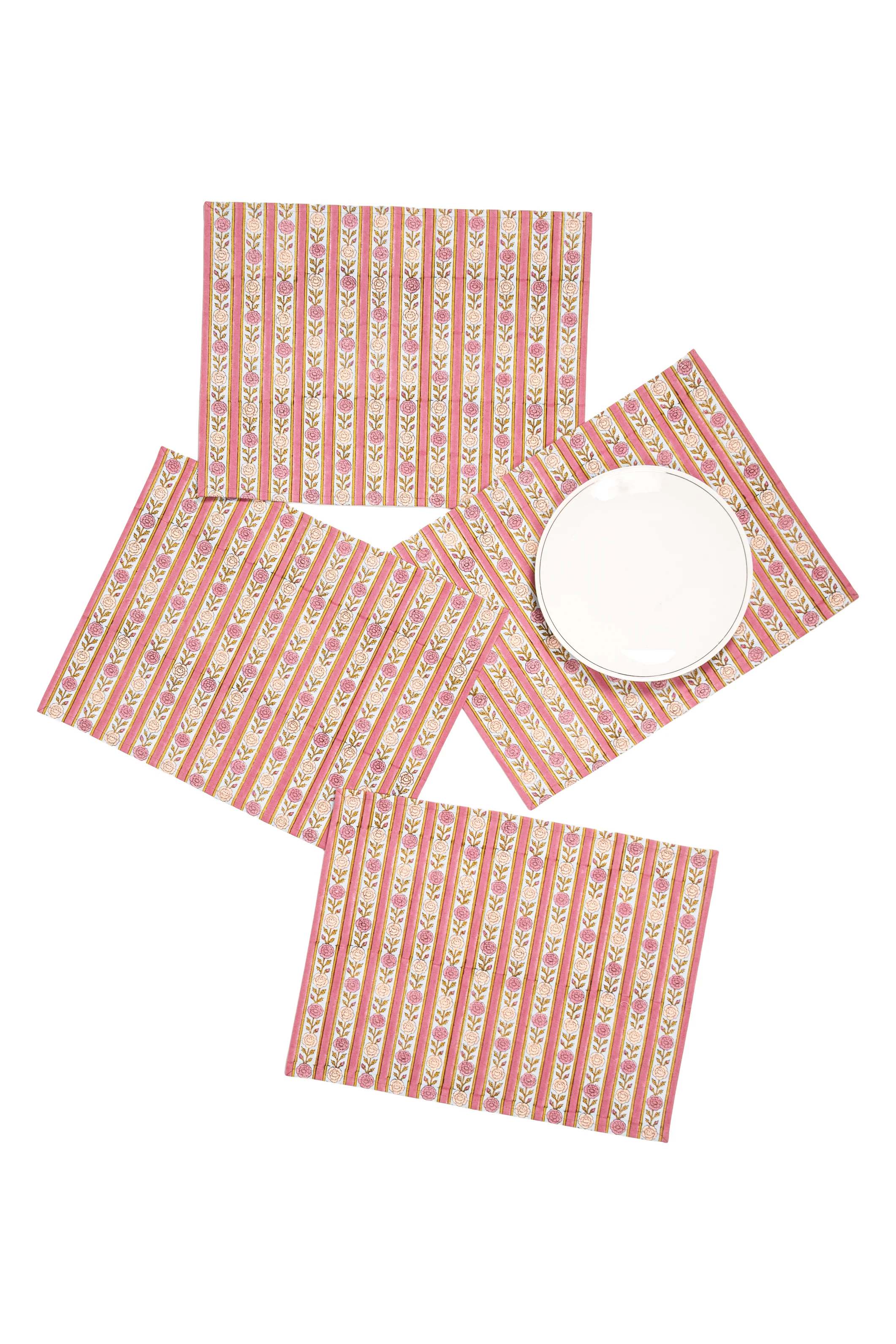 Vintage Floral Stripes Placemat — Purple
