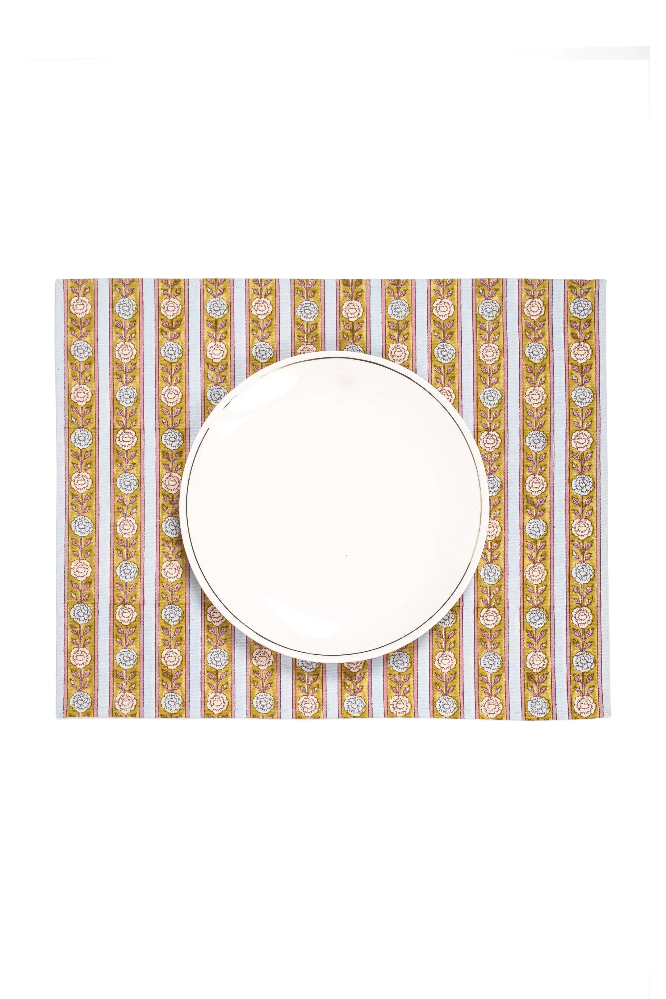 Vintage Floral Stripes Placemat — Green - Image 3