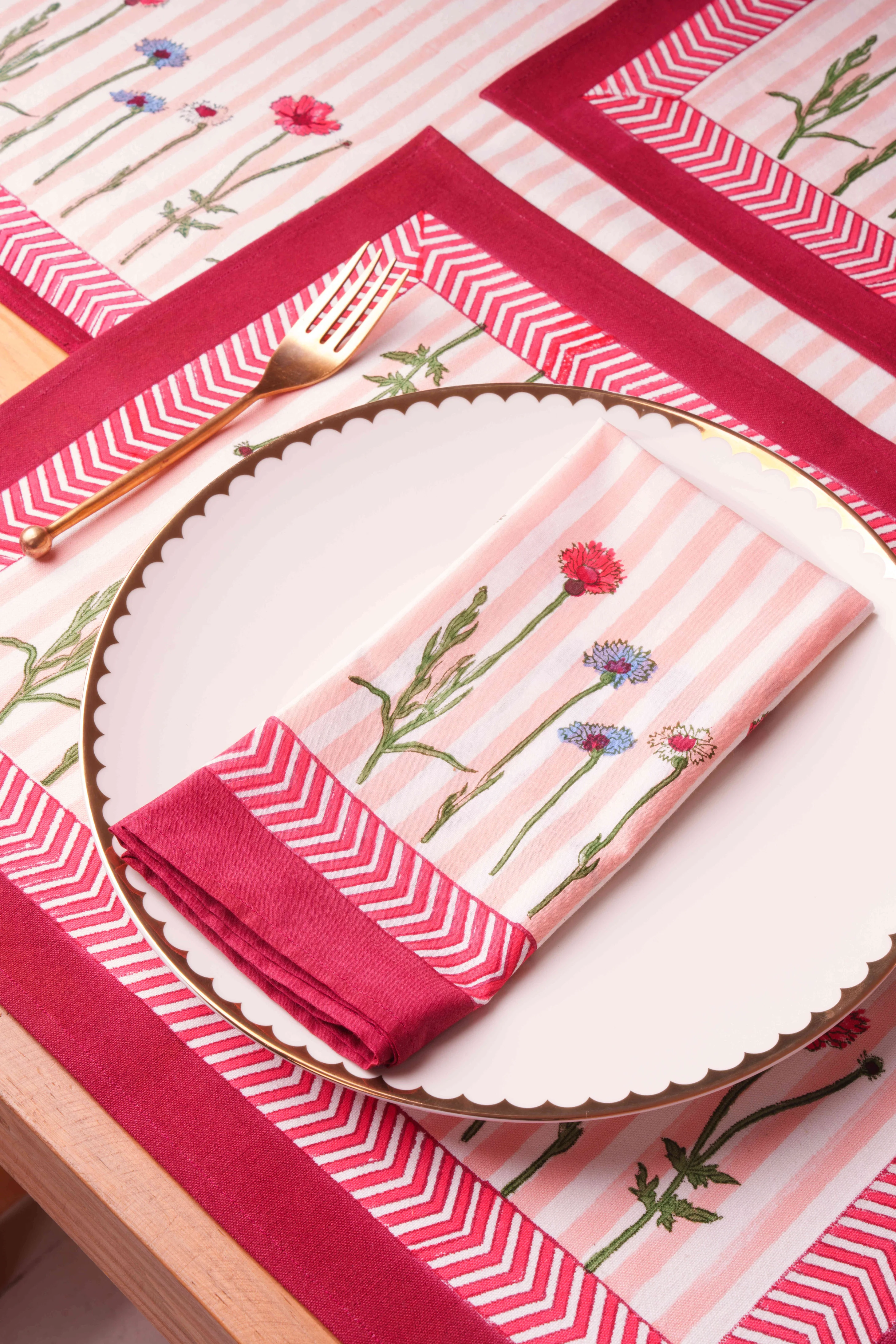 Wildflower Blockprint Napkins, Set of 4 - Image 3
